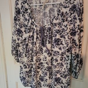Blue floral blouse